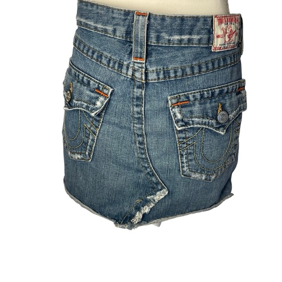 Vintage True Religion Denim Mini Skirt Distressed‎ Size 28 M0220 - Picture 3 of 7